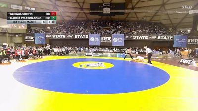 Girls 3A 130 lbs 1st Place Match - Marina Velasco-Bono, Federal Way (Girls) vs Kendall Griffin, Lakes (Girls)