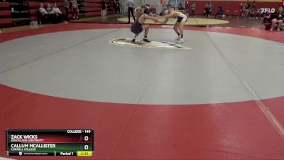 149 lbs Champ. Round 1 - Zack Wicks, Graceland University vs Callum McAllister, Cornell College