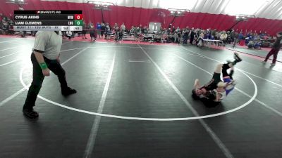 12U Boys - 82 lbs Champ. Round 1 - Cyrus Akins, Warrior Youth Wrestling vs Liam Clemens, Lodi Wrestling Club