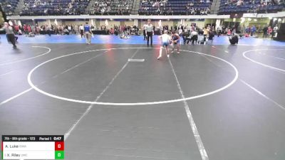 7th - 8th grade - 123 Cons. Round 2 - Aaden Luke, Iowa vs Xander Riley, USA Mat Club