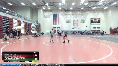 105 lbs Champ. Round 2 - Zachary Nordstrom, Lone Star Middle School vs Kory Gillet, East Valley Middle School