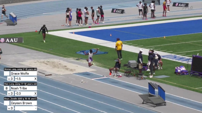 August 2, 2019: Rodney Thomas II of Pearland Track Xpress celebrates his  gold medal win in the Boys Long Jump 11 years old division during the 2019  AAU Junior Olympic Games at