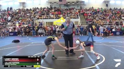 80 lbs Round 3 - Laney Grimes, Marysville Monarchs vs Lillian Nation, Watkins Memorial