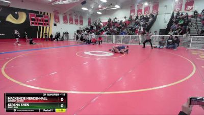 115 lbs Quarterfinal - Mackenzie Mendenhall, Corona Senior vs Serena Shen, Rowland