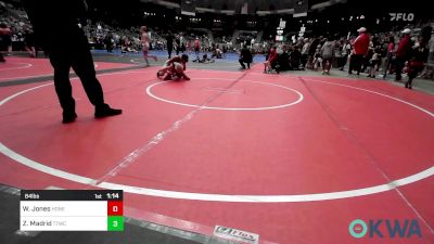 84 lbs Round Of 16 - Wyatt Jones, Honey Badgers Wrestling Club vs Zachary Madrid, Team Tulsa Wrestling Club