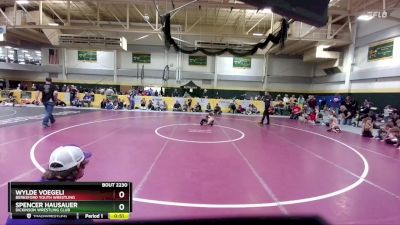 45 lbs Cons. Round 5 - Wylde Voegeli, Beresford Youth Wrestling vs Spencer Hausauer, Dickinson Wrestling Club