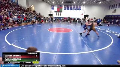 120 lbs Cons. Round 1 - Evan Martinson, Twin Spruce Jr High vs Jeffery Valadez, Clear Creek Middle School