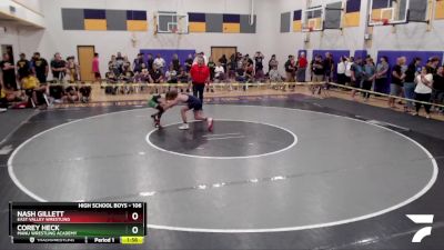 106 lbs Champ. Round 2 - Nash Gillett, East Valley Wrestling vs Corey Heck, Manu Wrestling Academy