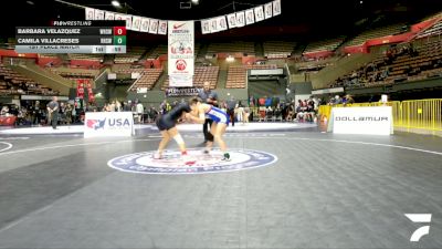 Cadet Girls - 110 lbs 5th Place Match - Barbara Velazquez, Woodlake High School Wrestling vs Camila Villacreses, Redwood High School Wrestling