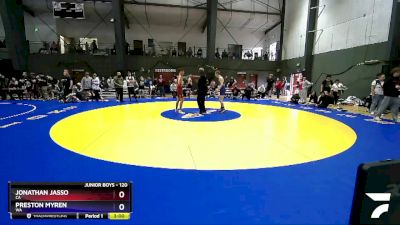 120 lbs Champ. Round 2 - Jonathan Jasso, CA vs Preston Myren, WA