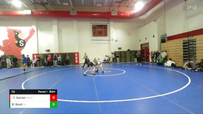 113 lbs Quarterfinal - Tripp Garner, SHELBYVILLE vs Benjamin Bush, Yorktown Wrestling Club