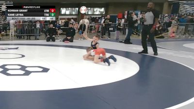 49 lbs Cons. Quarters - Kane Leyba, Team Tulsa Wrestling Club vs Korban Grant, Athlos Wrestling