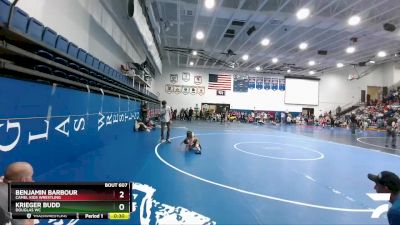 53 lbs Champ. Round 1 - Krieger Budd, Douglas WC vs Benjamin Barbour, Camel Kids Wrestling