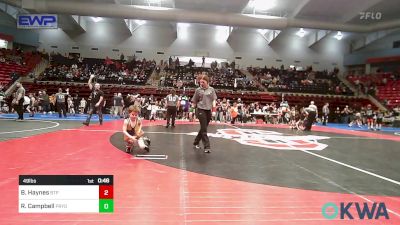 49 lbs Consi Of 16 #2 - Braysen Haynes, Tulsa Blue T Panthers vs Ryker Campbell, Pryor Tigers