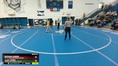 105 lbs Semifinal - Nathan Undem, Rocky Mountain Middle School vs Clint Kimes, Thermopolis Middle School