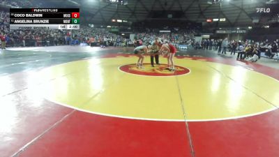 Girls 1B/2B/1A 130 Champ. Round 1 - Angelina Brunzie, Montesano (Girls) vs Coco Baldwin, Mossyrock (Girls)