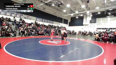 140 lbs 3rd Place Match - Josephine Wiener, Harvard Westlake vs Kristen Dizon, Corona