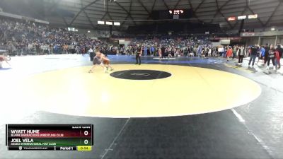 82 lbs Quarterfinal - Wyatt Hume, Blaine Barracudas Wrestling Club vs Joel Vela, Askeo International Mat Club