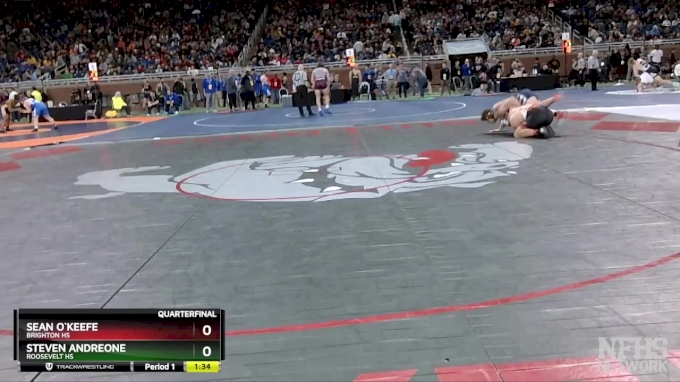 D1-215 lbs Quarterfinal - Steven Andreone, Roosevelt HS vs Sean O`Keefe ...