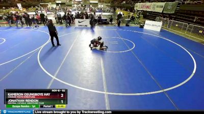 92 lbs Cons. Round 3 - Kameron Osungboye Haynes, Cougar Youth Wrestling vs Jonathan Rendon, Central Catholic Wrestling Club