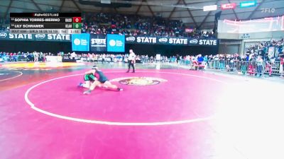 Girls 1B/2B/1A 155 Champ. Round 1 - Sophia Torres-Merino, Raymond/South Bend (Girls) vs Lily Schramek, Klahowya (Girls)