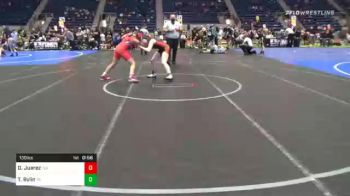 130 lbs Consolation - Delarie Juarez, Tuf California Wrestling Academy vs Taydem Bylin, Team Aggression