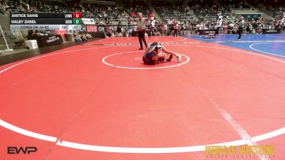 102 lbs Consi Of 16 #2 - Justice Davis, Lady Outlaw Wrestling Academy vs Haley Zabel, Garden City Wrestling Club