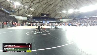 49 lbs Quarterfinal - Miles Roblan, Port Angeles Wrestling Club vs Cedar Nelson, Orting Jr. Cardinals Wrestling