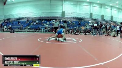 140 lbs Round 5 (6 Team) - Quinton Bolin, Center Grove Wrestling Club vs Owen Brees, HSE Wrestling Club