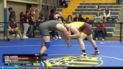 197 lbs Quarterfinal Brodie Scott Embry Riddle Aeronautical University Ariz. vs Carl Hansen Montana State University Northern Mont