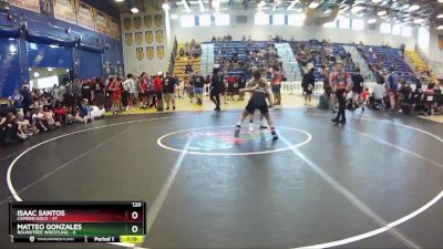 120 lbs Champ Round 1 (16 Team) - Matteo Gonzales, Roundtree Wrestling vs Isaac Santos, Camden Gold