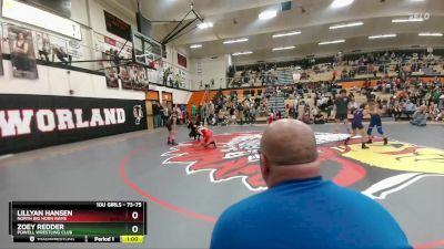73-75 lbs Round 1 - Zoey Redder, Powell Wrestling Club vs Lillyan Hansen, North Big Horn Rams
