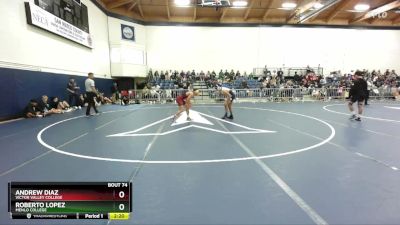 133 lbs Cons. Round 2 - Andrew Diaz, Victor Valley College vs Roberto Lopez, Menlo College