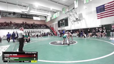 100 lbs 1st Place Match - Riley Pestanas, Long Beach Poly vs Katelyn Yang, Schurr