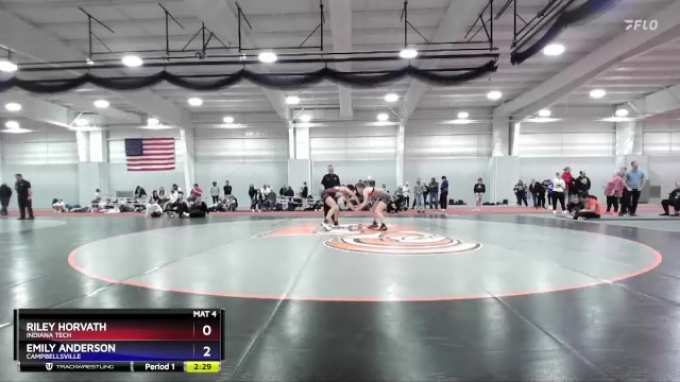Brogan Riley Indiana 116 lbs Cons. Round 2 - Riley Horvath, Indiana Tech vs Emily Anderson ...