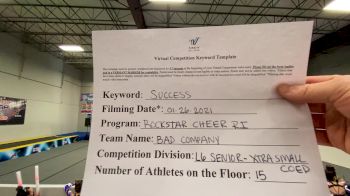 Rockstar Cheer Rhode Island - Bad Company [L6 Senior Coed - Xsmall] 2021 Athletic Championships: Virtual DI & DII