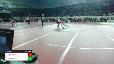 160 lbs Consi Of 16 #1 - Uriah Delonia, Union vs Jensen Slover, Fort Gibson Youth Wrestling