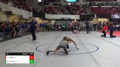 74 lbs Cons. Round 2 - Levi Nick, Cabinet Mountain Elite vs Canon Horner, Natrona Colts Wrestling Club