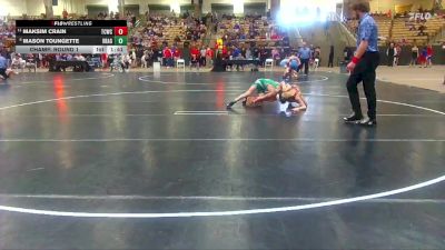 95 lbs Champ. Round 1 - Maksim Crain, Seymour Youth Wrestling Club vs Mason Toungette, Williamson Co Wrestling Club