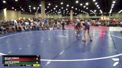 113 lbs Round 5 (6 Team) - Austin Barker, Gator Dawgs vs Dylan Yarema, Indy WC