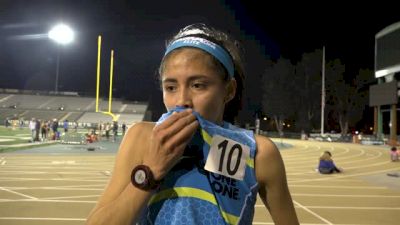 Rochelle Kanuho after a big PR at Pacific 10K Pursuit