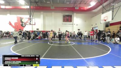 100 lbs Champ. Round 1 - Joshua Baldwin, Moeller Jr Crusaders vs Jonah Moore, Speedway