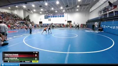 80 lbs Champ. Round 1 - Tristan Evans, Laramie Middle School vs Max Panasuk, Douglas Middle School