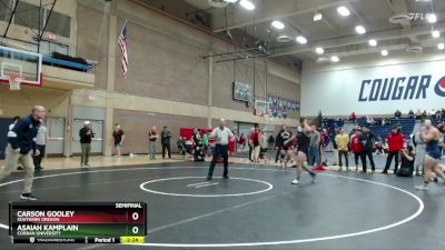 197 lbs Semifinal - Carson Gooley, Southern Oregon vs Asaiah Kamplain, Corban University