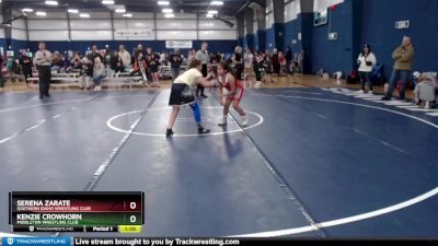 95 lbs Round 2 - Serena Zarate, Southern Idaho Wrestling Club vs Kenzie Crowhorn, Middleton Wrestling Club