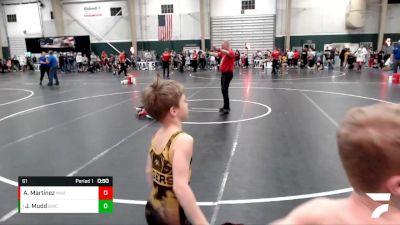 61 lbs Quarterfinal - Jaxtyn Mudd, Beloit Wrestling Club vs Angelo Martinez, Nebraska Wrestling Academy