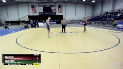 160 lbs Semifinals (4 Team) - Beau Zeh, Canisteo-Greenwood Sr HS vs Sixx Cook, Central Valley Academy