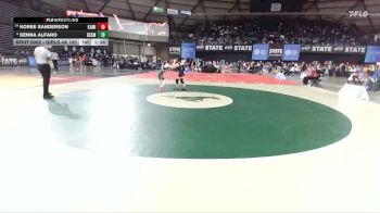 Girls 4A 100 lbs Champ. Round 1 - Senna Alfaro, Redmond (Girls) vs Koree Sanderson, Kamiakin (Girls)