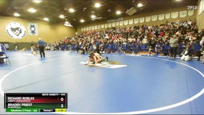 144 lbs Semifinal - Braden Priest, Bakersfield vs Richard Robles, Liberty (Bakersfield)