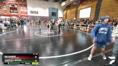 70 lbs Cons. Round 2 - Mia Hanger, Riverton Middle School vs Marshall Brown, Greybull MS